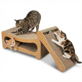 Yedcxup 2 in 1 Cardboard Cat Scratcher, Cat Scratchers for Indoor Cats, Horizontal Corrugated Scratch Pads for Cats as Beds & Furniture, Durable Board Pads Prevents Furniture Damage, Large