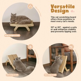 Scratch Pads for Cats, 3 Ways Cat Scrathing Board, Sisal Cat Scrathers for Indoor Cats, Cat Scratch Mat with Ball, Wood Cat Scratcher, Cat Cratch Pad with Sisal Mat, Cat Scratcher Bed, Medium