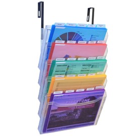 Ultimate Office StationMate Wall File Organizer, 5 Tier Cubicle Partition Mount Hanging File Sorter. Multi-Purpose Display Rack Includes 25, 5th-Cut PocketFile Project Files & Partition Hangers