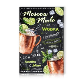 Cocktail Recipes 20 x 30 cm Aluminium Sign Decorative Metal Sign Decoration for Bar Counter Pub Kitchen Cafe Birthday Gift Recipe RV003 (05 Moscow Mule)