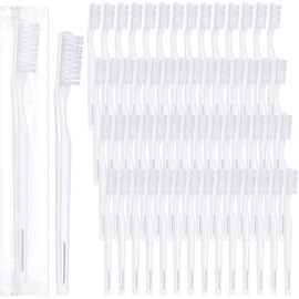 Baderke 300 Pcs Toothbrush Individually Wrapped, Single Use Toothbrush Manual Disposable Tooth Brush Soft Bristle Travel Toothbrush for Women Men Adults Homeless Hotels (White)