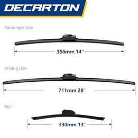 DECARTON - Repuesto para Kia Forte 2014 2015 2016 2017 2018, limpiaparabrisas delantero automotriz con limpiaparabrisas trasero (paquete de 3)        