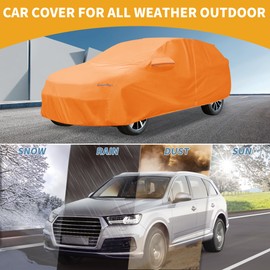 Partuto Car Cover Waterproof All Weather Automotive Outdoor Anti-UV Full Exterior Cover for Honda HR-V Aluminum Film Orange with Left Side Zipper