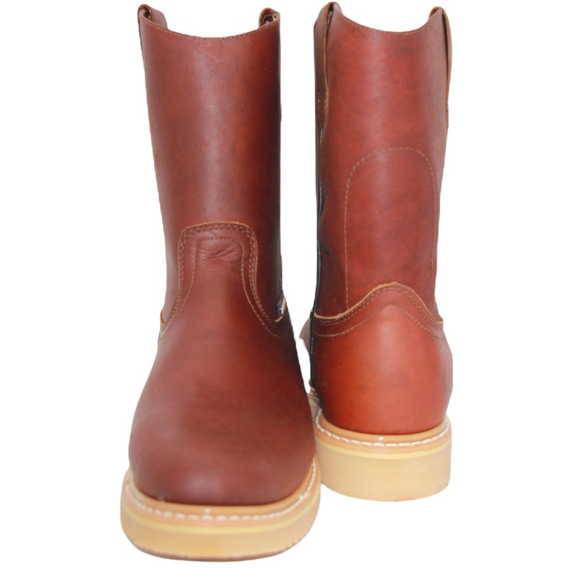 Men's 9" Pull-On Leather Soft Toe Work Boot Brown (11.5,