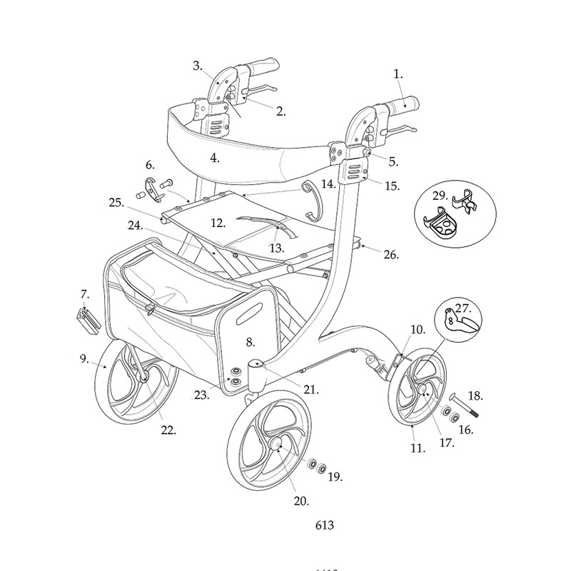 Replacement Parts for Drive Nitro Rollator, 10266 (5.Gray Backrest Knob