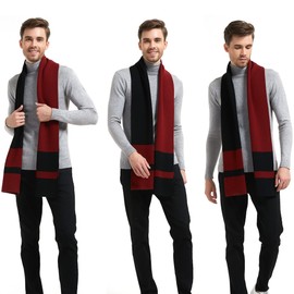 LanHong Men Winter Cashmere Scarf Wool Soft Warm Knitted Casual Scarves for Men
