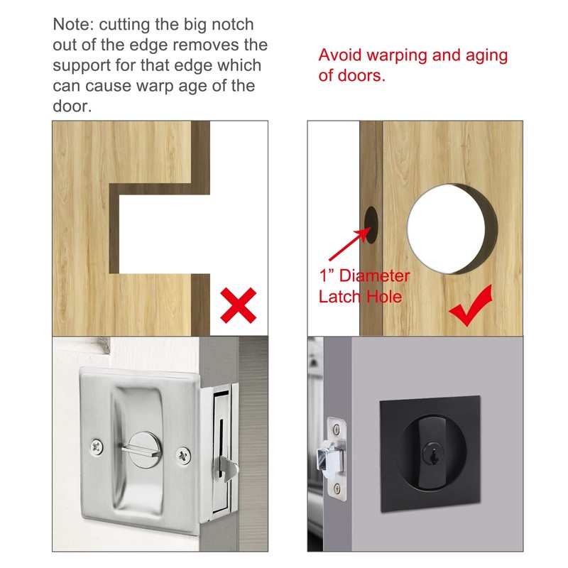 HOCONNIE Invisible Recessed Handle Door Handle Sets Pocket Door Lock