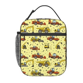 NZCVRFZE Heavy Construction Machines Insulated Lunch Box Bag for Boys & Girls, Reusable Kids Lunch Box Ideal for Hot or Cold Snacks & Bento Boxes