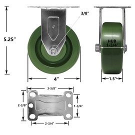 4 Inch High Temperature Casters, Oven-Safe Bakery Rack Casters, -20°F to 550°F, Heavy-Duty 1400 lbs Capacity, Baking Essential (2 Rigid)