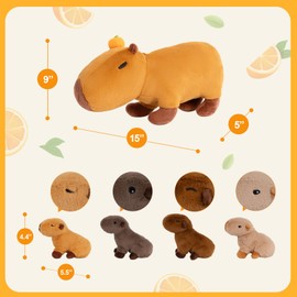OUOZZZ Capybara Stuffed Animals with 4 Babies Inside and 50 Stickers 14.5" Capybara Plush - Baby Toys, Plush Toy Gift Present Toys for Girls Boys Birthday Gift
