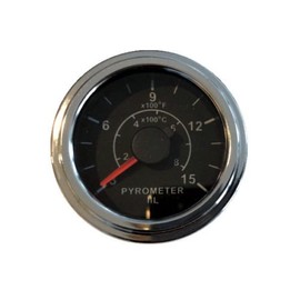 IIL Pyrometer 0-1500F EGT Gauge, 2"/52mm Chrome, w/9 ft (2.8M) K thermocouple Probe