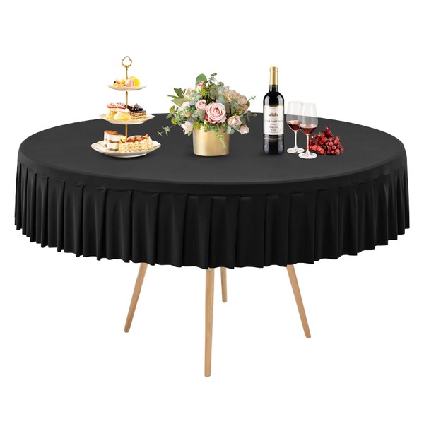 1 Pack Black Spandex Round Tablecloths for 72in Table, Stretchy