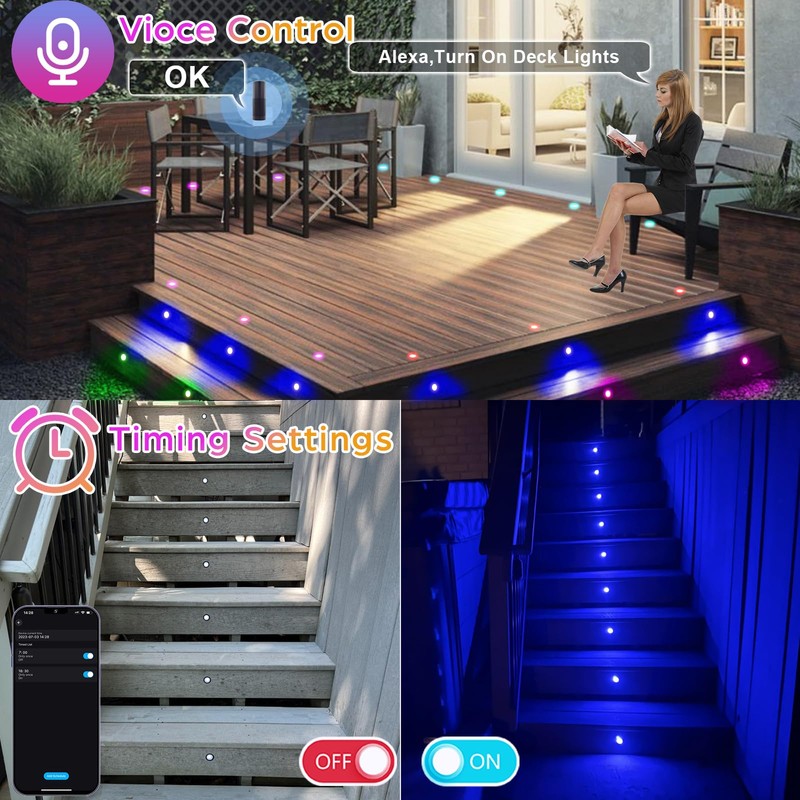 Deck Light RGBW 6 Pack, Φ1.77 Inches RGB/Warm White Light