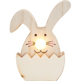 VBS Hase mit LED-Nase 4-teilig bemalte MDF-Holz Stehfigur zu Ostern, einseitig dekoriert, warmweiße Beleuchtung, für kreatives Bemalen, Bekleben oder Dekorieren mit diversen Materialien Hilda