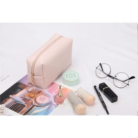 RUIXIAOXI Small Makeup Bag,PU Leather Portable Versatile Zipper Pouch Travel Cosmetic Organizer for Women (pink)