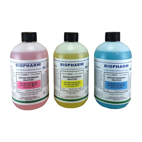 pH Buffer Calibration Solution Kit 3-Pack: pH 4.00, pH 7.00,