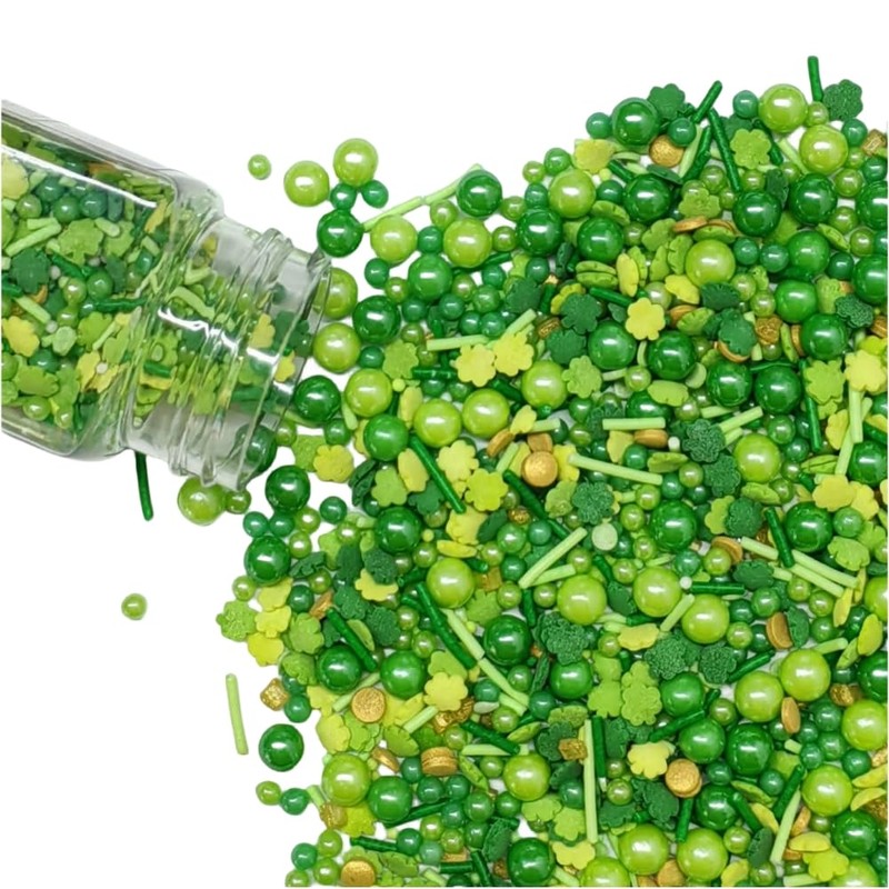 1 Bottle Edible Green Leaf Sprinkles St Patrick's Day Green