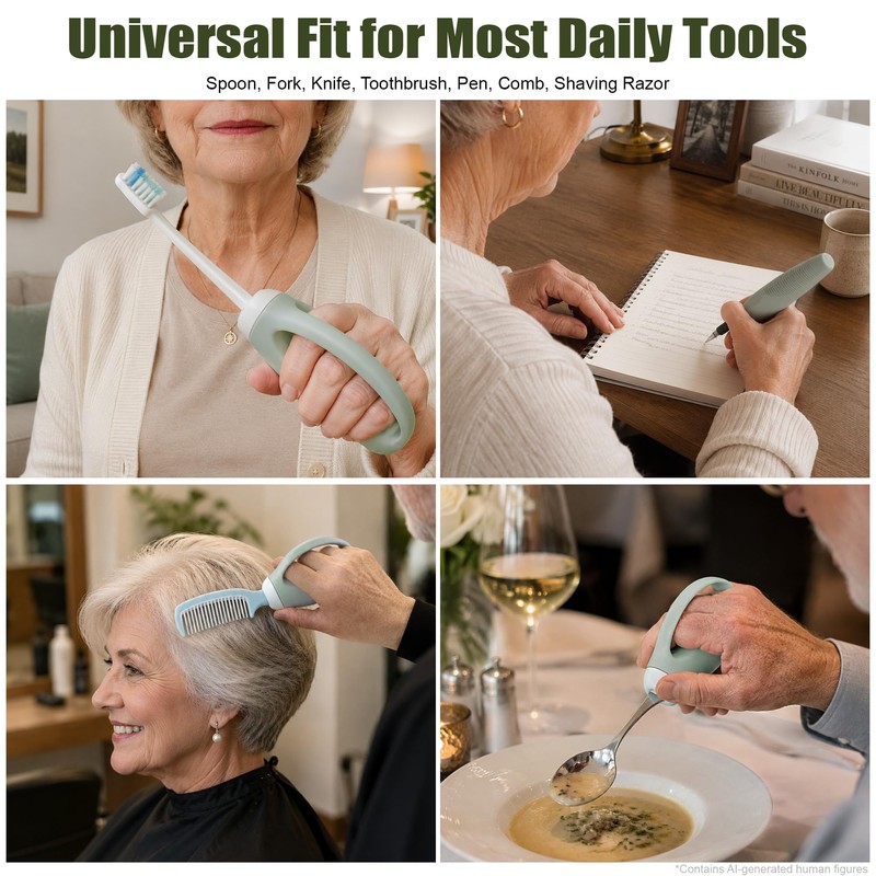 Anti-Shake Adaptive Utensil Handles, Universal Hand Grips for Elderly, Eating