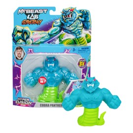 MRBEAST LAB - Hyper Fusion Stretchy Hero, Cobra Panther, 5 Inch (12.7CM) Goo Filled Standing Figure, Stretches Up to 3 Times His Size, Collect All 3 - Cobra Panther, Tiger Dragon and Sabertooth Squid