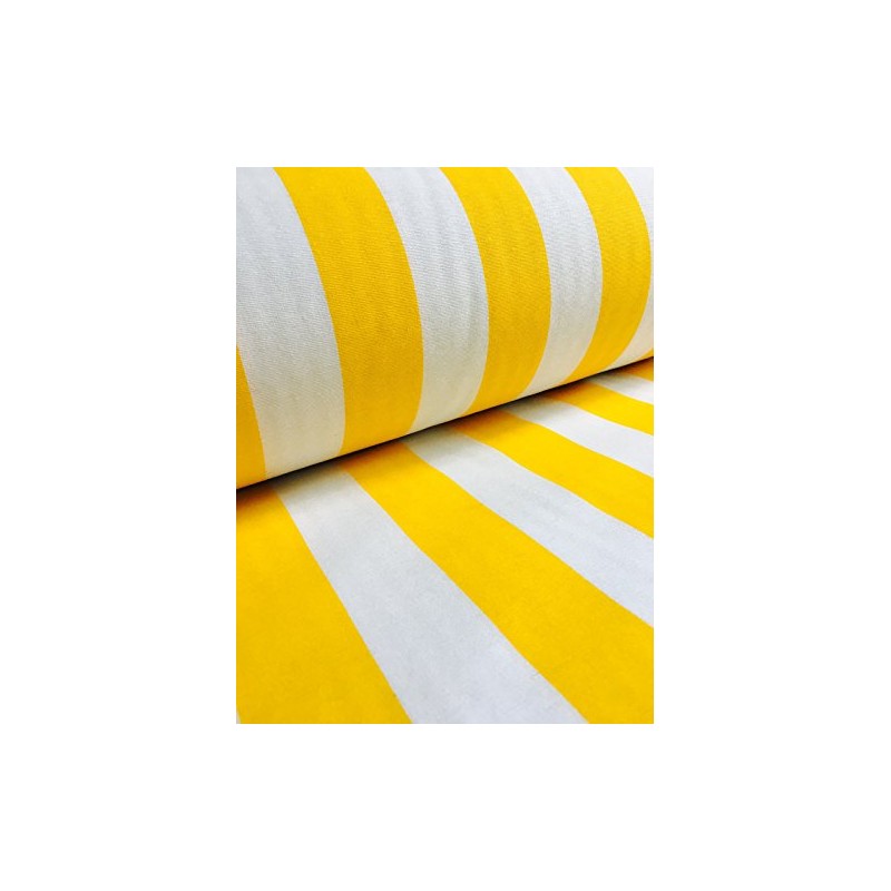Yellow White Striped Fabric - Stripes Curtain Upholstery Material 140cm