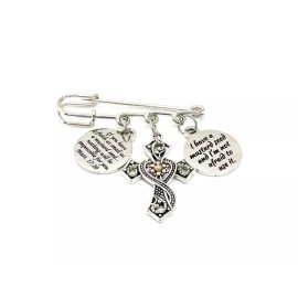 JKCE Designs Mustard Seed Cross Three Charm Brooch, Mustard Seed Pin, Faith Gifts, Christian