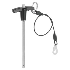 MECCANIXITY Quick Release Pin 1/4 Inch, t Handle Ball Locking Pin with Push Button Lanyard Cable 304 Stainless Steel Equipment Mechanical Usable Length 3.54 Inch, Silver