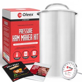 Oleex Lunch Meat Press Mold for Deli Meats-Homemade Ham Maker Meat Press Tool with Cooking Thermometer, 10 cooking bags & Recipe book-Multipurpose Stainless Steel Pressure Sandwich Lunchmeat Maker
