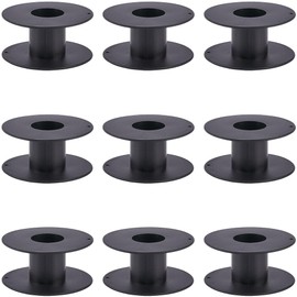 SUNNYCLUE 10Pcs Black Plastic Spool Large Empty Bobbins 6.9cm Flat Jewellery Beading Chain Lace String Cords Wire Thread Organizer Bobbin Spools for Sewing Embroidery Weaving DIY Crafts Accessories