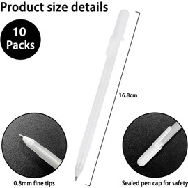 Gel Pens Set, 0.8mm Fine Point Sketching Pens for Back to School Artists Dark Papers Highlight Drawing Writing Art Design Supplies (White-10 Pcs)