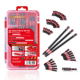 Geinxurn 42pieces Impact Screwdriver Bits Set, Magnetic S2 Steel Multi Insert Power Bits Tips with Impact Bit Holder with Storage Box（PH/TORX/SQ/PZ/HEX/SL）