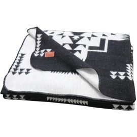 Alpaca Wool Blanket – Reversible 2 in 1, Thick and Ultra Soft, Hypoallergenic, Non-Itchy – Handcrafted in Ecuador. Cozy Blanket for Sofa, Bed, and Home Décor. Black, Throw Size (78x47)