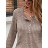Famulily Button Front Ribbed Tops Women Jumpers Ladies Round Neck