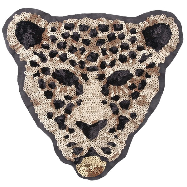 Huluth Iron on Leopard Patch Sequin Patches Embroidered Badge Motif