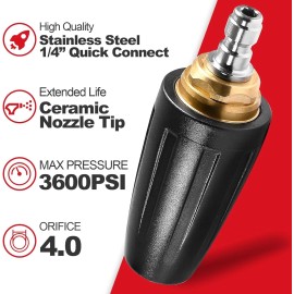 YAMATIC Pressure Washer Tips Turbo Nozzle 360° Rotating with Quick Connector