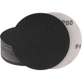 STEBRUAM Pack of 30 6 Inch Sandpaper 150 mm Velcro No Hole Dry Wet Sanding Discs Grit 80 for Car Metal