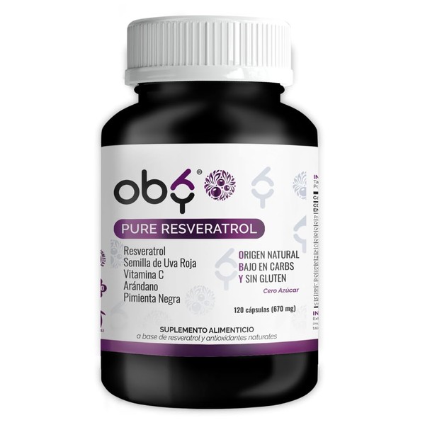 Oby Resveratrol Puro 120 Capsulas | 1300 mg porcion de