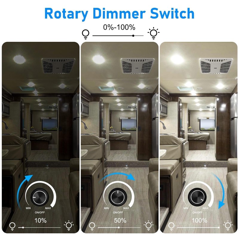 Linkstyle 12V Dimmer Switch, Rotary ON/Off Dimmer for Car Trailers