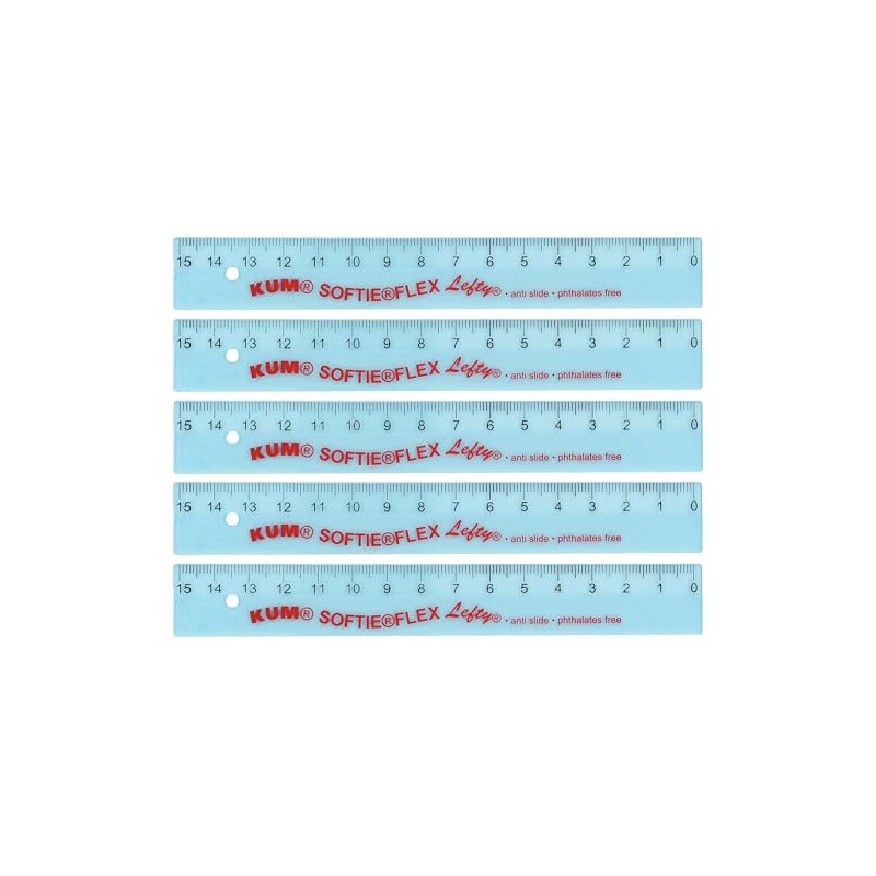KUM AZ902.01.16-B - Left Handed Ruler 15 cm Blue Flexible
