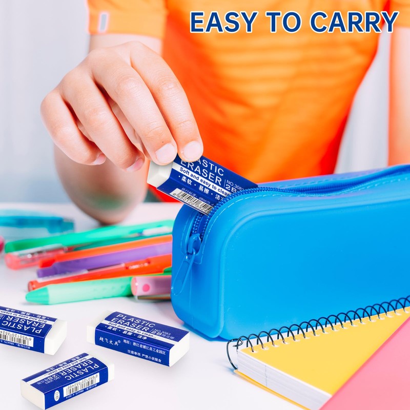6 Pack Pencil Erasers, Large White Erasers for School, Art