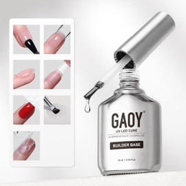 GAOY Clear Builder Gel for Nails, 16ml Rubber Base Builder Gel, Nail Strengthener in a Bottle, Soak Off Long Lasting UV Light Cure Nail Art DIY