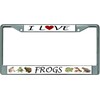 I Love Frogs Chrome License Plate Frame