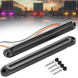 PSEQT 3 Color Trailer Tail Brake Stop Turn Signla Running LED Lights Bar Amber Red Purple Rear Identification Marker Waterproof Light Strip for Trailer Truck Pickup Offroad RV ATV UTV Bus Van, 2Pcs
