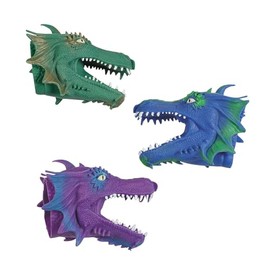 Fun Express 5" x 6 3/4" Green, Blue & Purple Dragon Rubber Hand Puppets - 12 Pc.