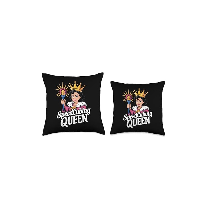Speedcubing Queen Puzzle Champion for Nerd Girl Fans Throw Pillow