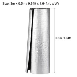 uxcell Insulation Sheet, 3.0mx0.5mx5mm Embossed Aluminum Foil Waterproof Heat Resistant Thermal Barrier, for Roof Wall HVAC Duct Pipe, Rubber Foam