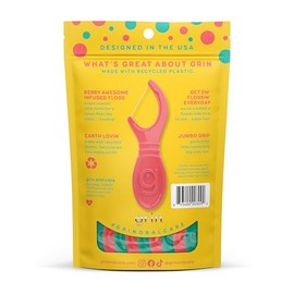 GRIN, Kiddo Flossers, Hilo Dental Divertido y Ecológico para Niños, Cuida las Encías y los Dientes con Colores Geniales