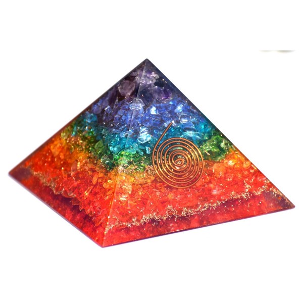 Orgonite Shop Seven Chakra Onyx Orgonite Pyramid – Energy Generator
