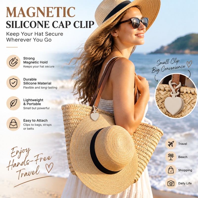 Securely Holds Hats in Place,Silicone Magnetic Hat Clip, Magnet Hat