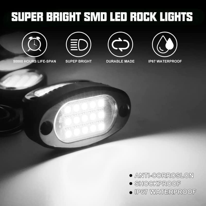 Winunite 20 Pods Quick Connect White Rock Lights, 5M Extension