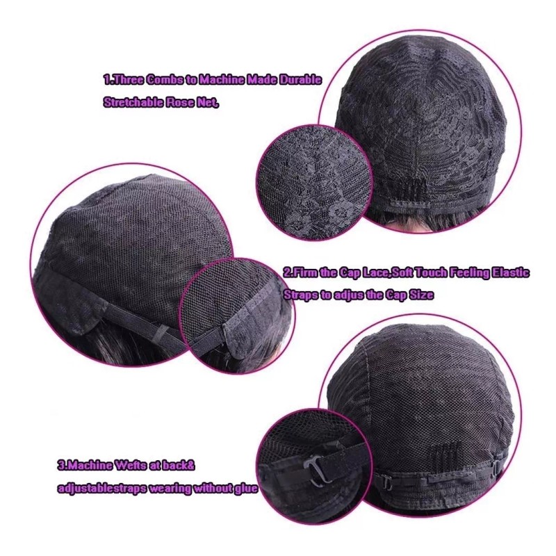 BM Peluca De Cabello Humano Liso De Cabello Virgen Brasileño